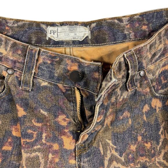 Free People SZ 28 Tribal Ankle Jeans Zip-Fly Low-Rise Pockets Skinny Leg Multi - Picture 3 of 9